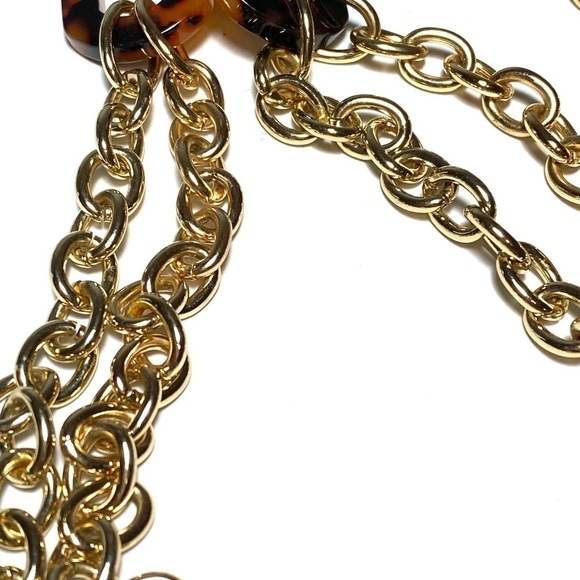 Charter Club Necklace Gold Tone Chains Acrylic Links 36”+ 2.5” - Picture 3 of 6